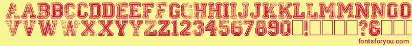 Colleged-Schriftart – Rote Schriften auf gelbem Hintergrund