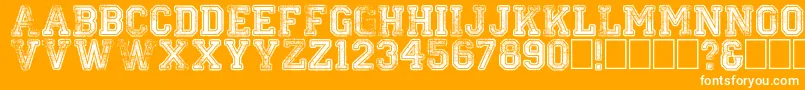 Colleged-Schriftart – Weiße Schriften auf orangefarbenem Hintergrund