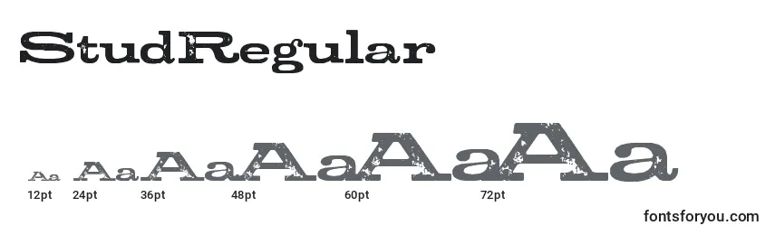 StudRegular Font Sizes