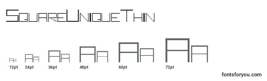 Размеры шрифта SquareUniqueThin