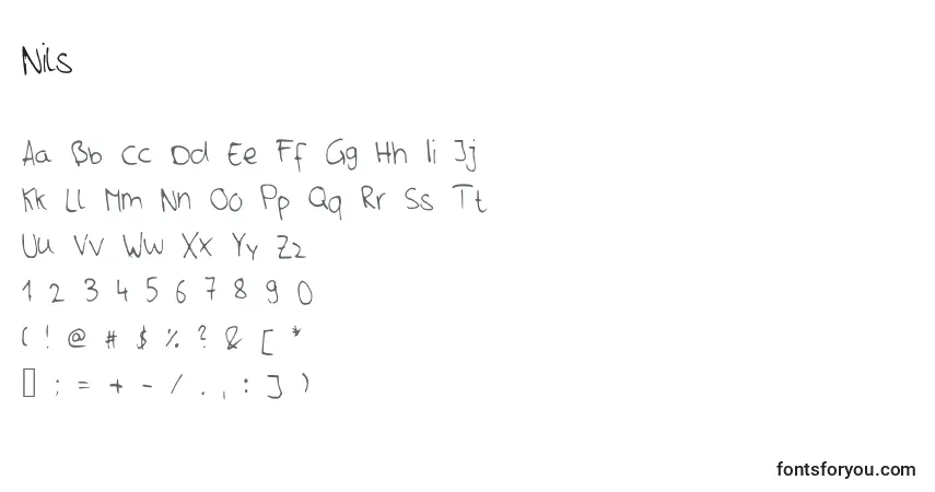 Шрифт Nils – алфавит, цифры, специальные символы
