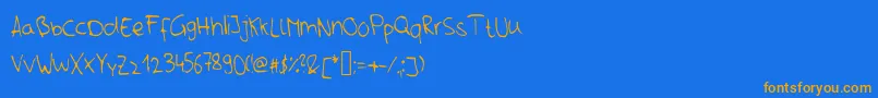 フォントNils – オレンジ色の文字が青い背景にあります。
