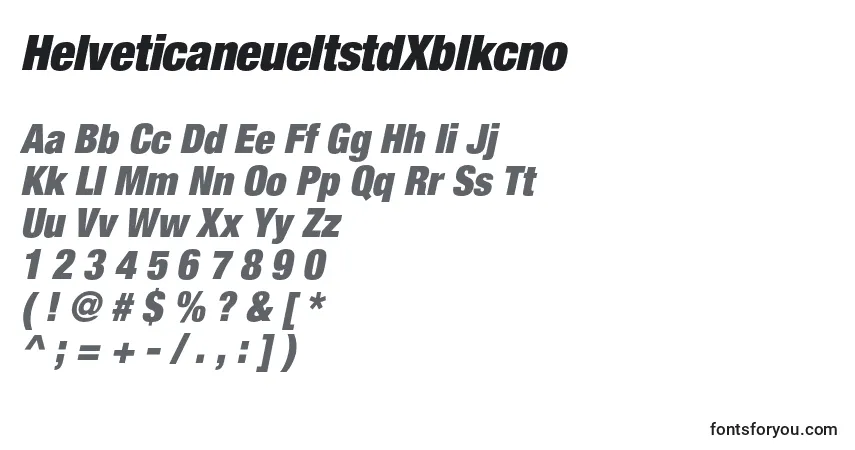 A fonte HelveticaneueltstdXblkcno – alfabeto, números, caracteres especiais