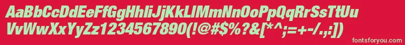 HelveticaneueltstdXblkcno Font – Green Fonts on Red Background