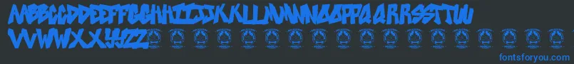 Sweetasrevenge-Schriftart – Blaue Schriften auf schwarzem Hintergrund
