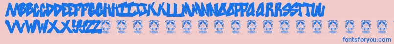 Fonte Sweetasrevenge – fontes azuis em um fundo rosa