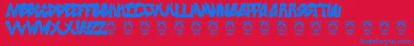 フォントSweetasrevenge – 赤い背景に青い文字