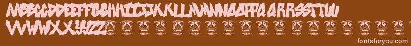 Sweetasrevenge-Schriftart – Rosa Schriften auf braunem Hintergrund