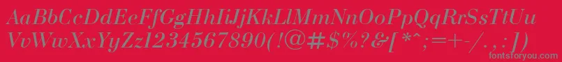 Bodonii Font – Gray Fonts on Red Background
