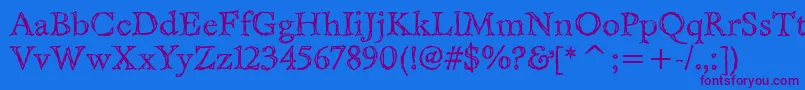 EastwooditcTt-Schriftart – Violette Schriften auf blauem Hintergrund