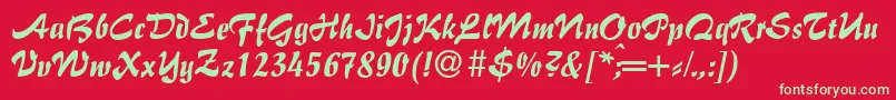 フォントI770ScriptRegular – 赤い背景に緑の文字