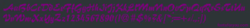 フォントI770ScriptRegular – 黒い背景に紫のフォント