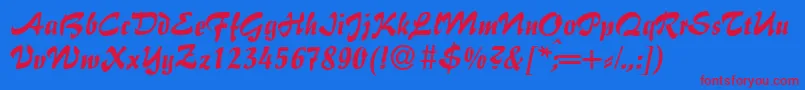 Police I770ScriptRegular – polices rouges sur fond bleu