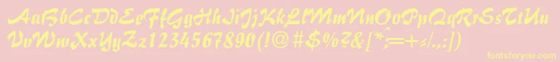 I770ScriptRegular-Schriftart – Gelbe Schriften auf rosa Hintergrund