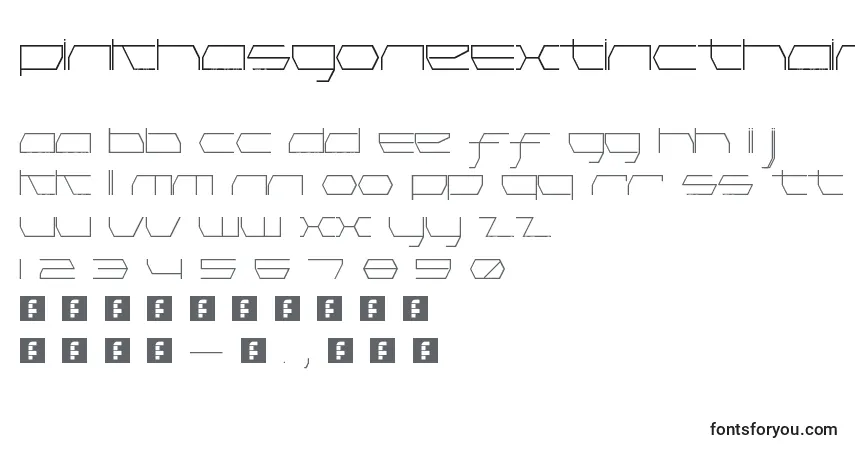 Schriftart PinkHasGoneExtinctHairline – Alphabet, Zahlen, spezielle Symbole