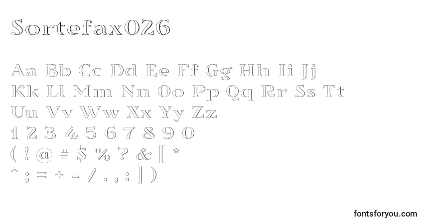 Sortefax026-fontti – aakkoset, numerot, erikoismerkit