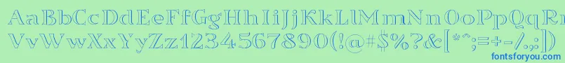 Sortefax026-fontti – siniset fontit vihreällä taustalla
