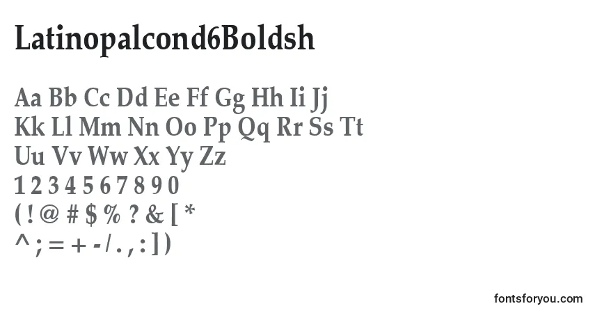 Czcionka Latinopalcond6Boldsh – alfabet, cyfry, specjalne znaki