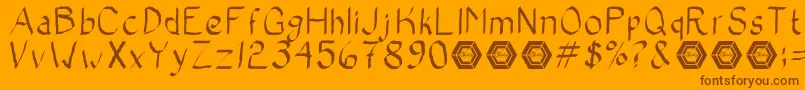 BadCalligraphic-fontti – ruskeat fontit oranssilla taustalla