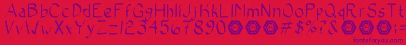 フォントBadCalligraphic – 赤い背景に紫のフォント