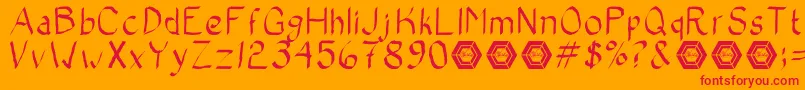 フォントBadCalligraphic – オレンジの背景に赤い文字