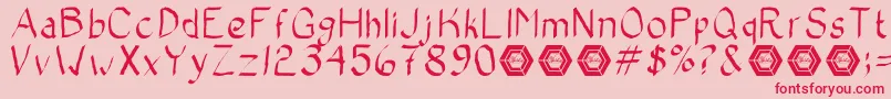 Czcionka BadCalligraphic – czerwone czcionki na różowym tle