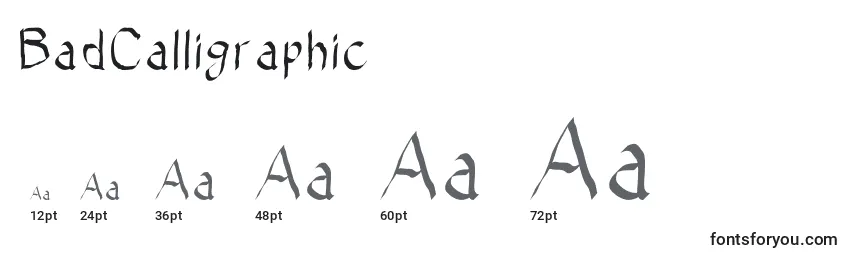 Размеры шрифта BadCalligraphic