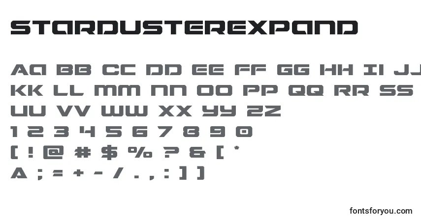 Шрифт Stardusterexpand – алфавит, цифры, специальные символы