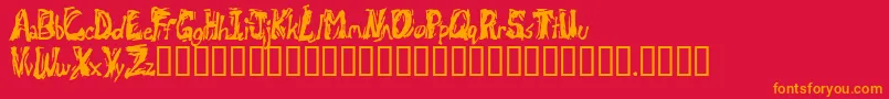 Retsuc Font – Orange Fonts on Red Background