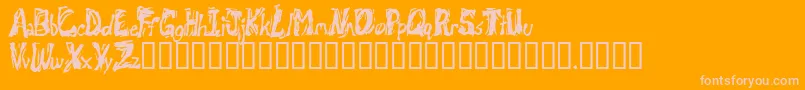 Retsuc-Schriftart – Rosa Schriften auf orangefarbenem Hintergrund