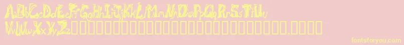 Retsuc Font – Yellow Fonts on Pink Background