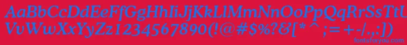 CooperMediumItalicBt Font – Blue Fonts on Red Background