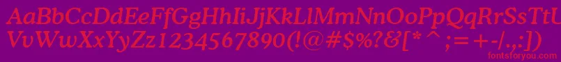 CooperMediumItalicBt Font – Red Fonts on Purple Background