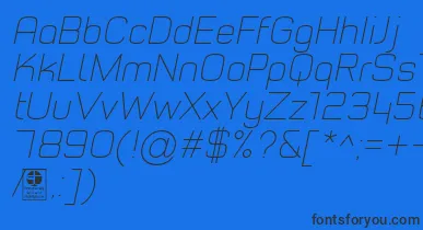 TypoStyleThinItalicDemo font – Black Fonts On Blue Background