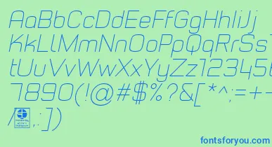 TypoStyleThinItalicDemo font – Blue Fonts On Green Background