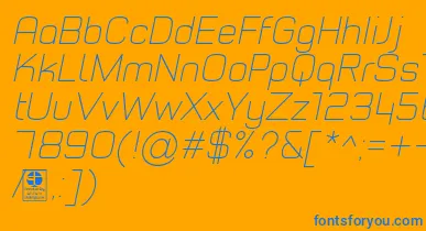TypoStyleThinItalicDemo font – Blue Fonts On Orange Background