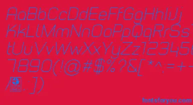 TypoStyleThinItalicDemo font – Blue Fonts On Red Background