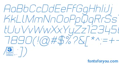 TypoStyleThinItalicDemo font – Blue Fonts On White Background