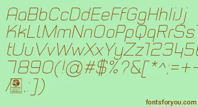TypoStyleThinItalicDemo font – Brown Fonts On Green Background