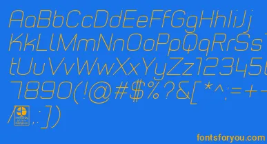 TypoStyleThinItalicDemo font – Orange Fonts On Blue Background