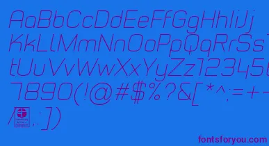 TypoStyleThinItalicDemo font – Purple Fonts On Blue Background