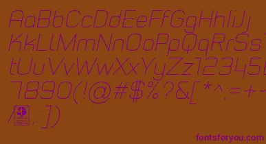 TypoStyleThinItalicDemo font – Purple Fonts On Brown Background