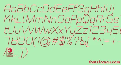 TypoStyleThinItalicDemo font – Red Fonts On Green Background