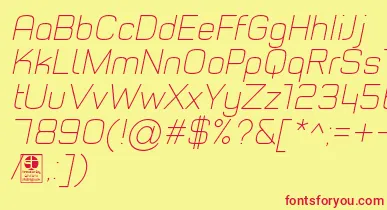 TypoStyleThinItalicDemo font – Red Fonts On Yellow Background