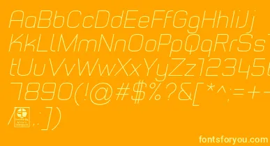 TypoStyleThinItalicDemo font – Yellow Fonts On an Orange Background