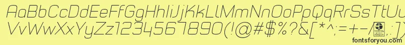TypoStyleThinItalicDemo Font – Black Fonts on Yellow Background