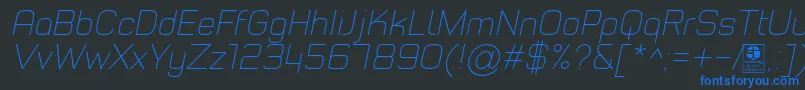 TypoStyleThinItalicDemo Font – Blue Fonts on Black Background
