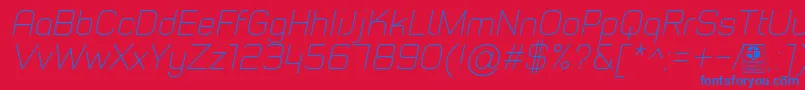 TypoStyleThinItalicDemo Font – Blue Fonts on Red Background