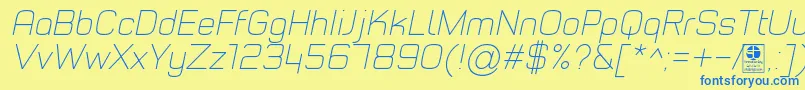 TypoStyleThinItalicDemo Font – Blue Fonts on Yellow Background