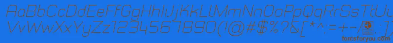 Czcionka TypoStyleThinItalicDemo – brązowe czcionki na niebieskim tle